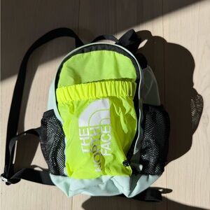[The North Face] Neon Lime and Pastel Blue Mini Backpack